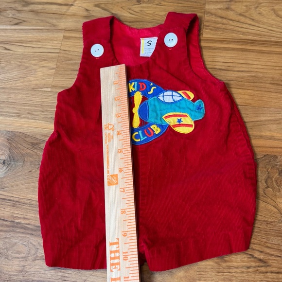 Vintage Romper Kid’s 3-6 Months “Kids Air Club” Airplane Red Corduroy - Picture 7 of 7